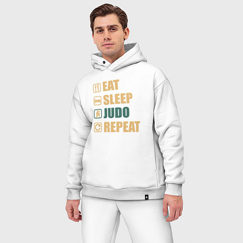 Мужской костюм оверсайз Eat sleep judo / Белый – фото 3