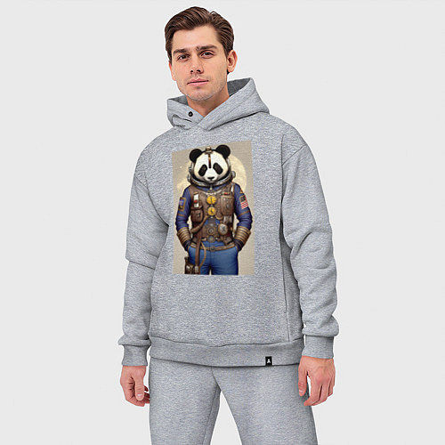 Мужской костюм оверсайз Крутой панда - стимпанк от нейроарт / Меланж – фото 3