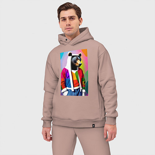 Мужской костюм оверсайз Baer fashionista - pop art - neural network / Пыльно-розовый – фото 3