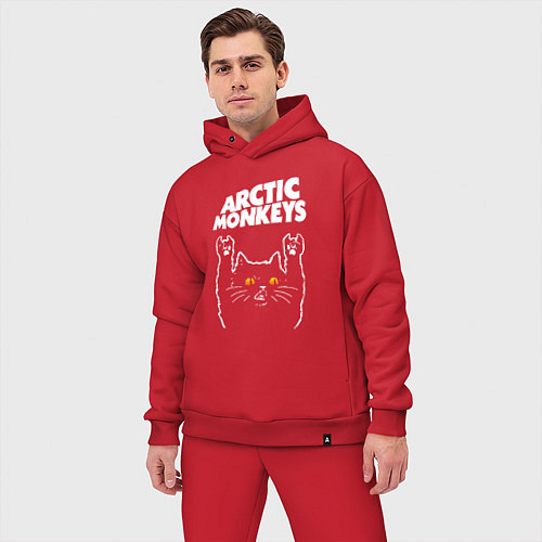 Мужской костюм оверсайз Arctic Monkeys rock cat / Красный – фото 3