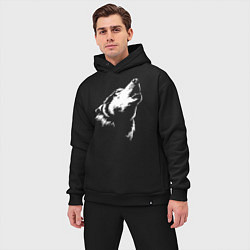 Мужской костюм оверсайз Волк воет, цвет: черный — фото 2