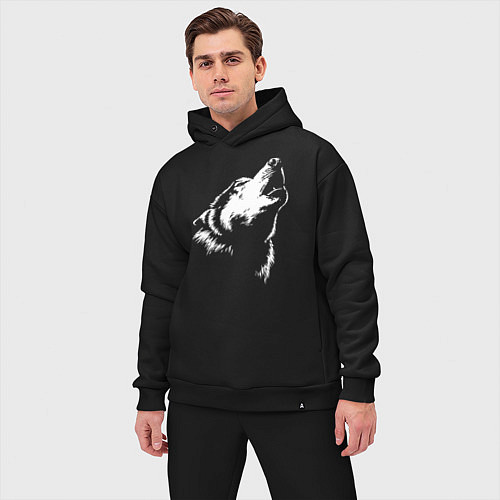 Мужской костюм оверсайз Волк воет / Черный – фото 3