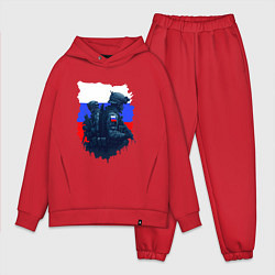 Мужской костюм оверсайз Военные РФ и флаг - neuro art, цвет: красный