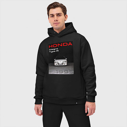 Мужской костюм оверсайз Honda Integra Type-R обложка / Черный – фото 3