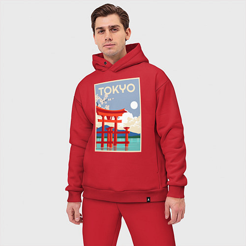 Мужской костюм оверсайз Tokyo - japan / Красный – фото 3