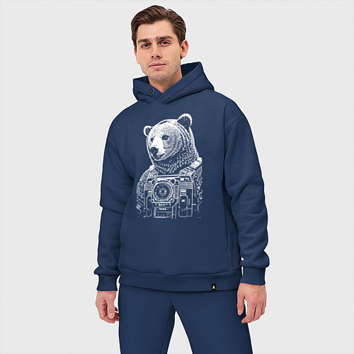 Мужской костюм оверсайз Cool bear - cyberpunk / Тёмно-синий – фото 3