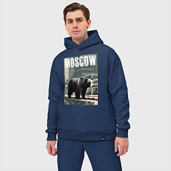 Мужской костюм оверсайз Москва - Россия - медведь, цвет: тёмно-синий — фото 2