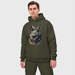 Мужской костюм оверсайз Свирепый зайчара - нейросеть, цвет: хаки — фото 2