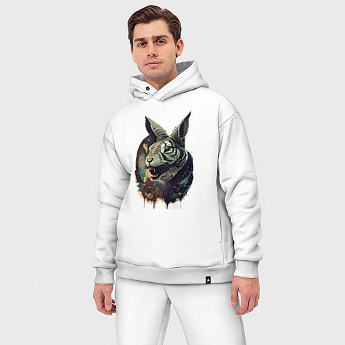 Мужской костюм оверсайз Свирепый зайчара - нейросеть / Белый – фото 3