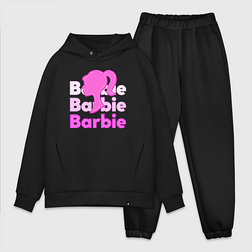 Мужской костюм оверсайз Логотип Барби объемный / Черный – фото 1