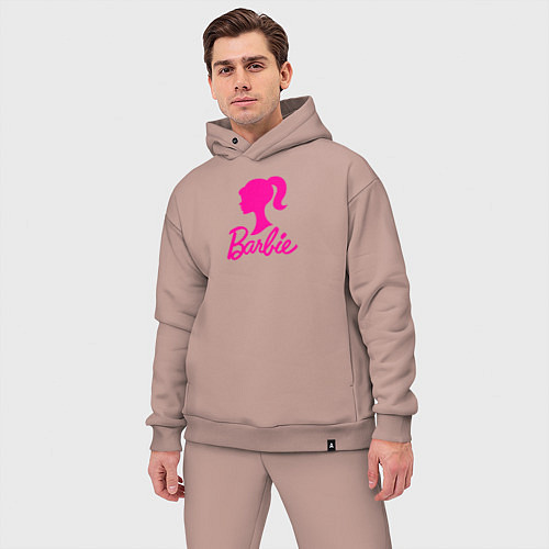 Мужской костюм оверсайз Розовый логотип Барби / Пыльно-розовый – фото 3