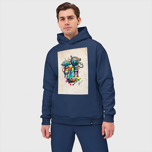 Мужской костюм оверсайз Machinarium / Тёмно-синий – фото 3