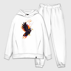 Мужской костюм оверсайз Орел парящая птица абстракция, цвет: белый