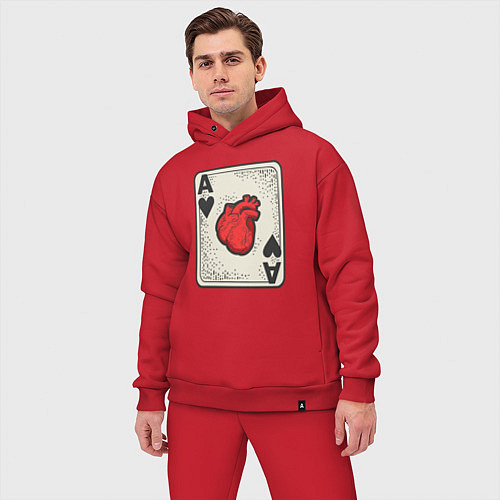 Мужской костюм оверсайз Туз сердца / Красный – фото 3