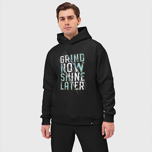 Мужской костюм оверсайз Grind now Shine later / Черный – фото 3