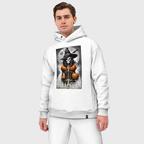 Мужской костюм оверсайз Witch - skeleton - halloween / Белый – фото 3
