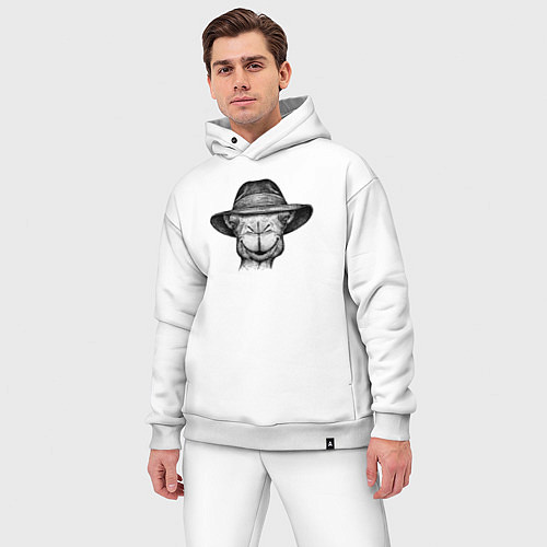 Мужской костюм оверсайз Верблюд в шляпе / Белый – фото 3