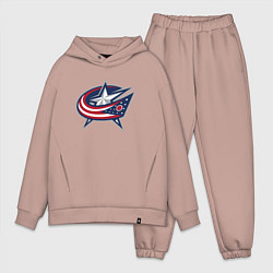 Мужской костюм оверсайз Columbus blue jackets - hockey team - emblem, цвет: пыльно-розовый