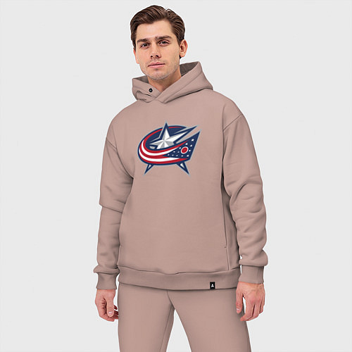 Мужской костюм оверсайз Columbus blue jackets - hockey team - emblem / Пыльно-розовый – фото 3