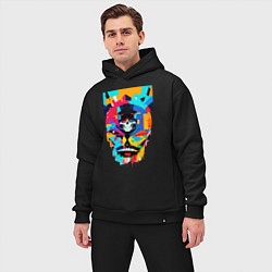 Мужской костюм оверсайз Funny skull - pop art, цвет: черный — фото 2