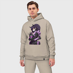 Мужской костюм оверсайз Девушка-робот в стиле Аниме - нейросеть, цвет: миндальный — фото 2