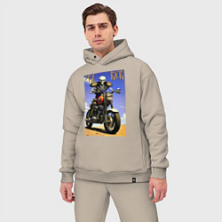 Мужской костюм оверсайз Crazy racer - skeleton - motorcycle, цвет: миндальный — фото 2