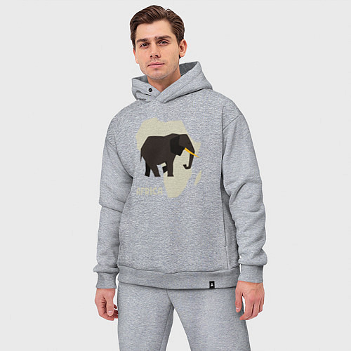 Мужской костюм оверсайз Слон из Африки / Меланж – фото 3