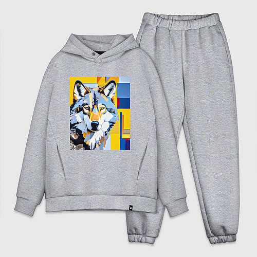 Мужской костюм оверсайз Волк обыкновенный / Меланж – фото 1