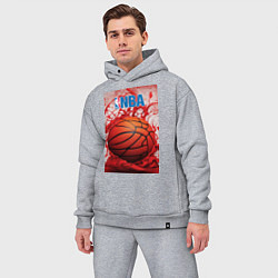Мужской костюм оверсайз Баскетбольный мяч nba, цвет: меланж — фото 2