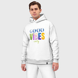 Мужской костюм оверсайз  Good vibes only, цвет: белый — фото 2