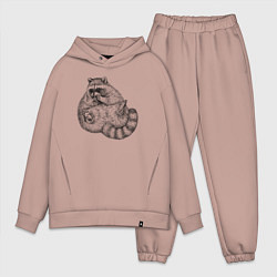 Мужской костюм оверсайз Енот жирдяй, цвет: пыльно-розовый