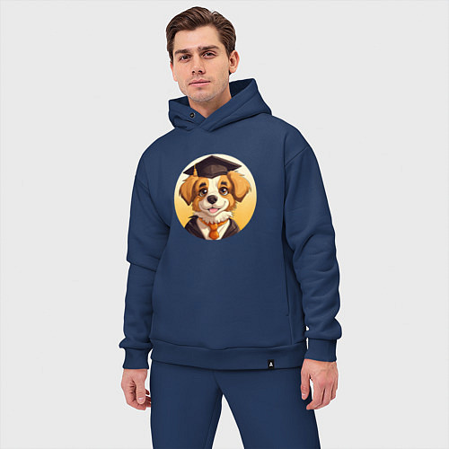 Мужской костюм оверсайз Собачка-ученик / Тёмно-синий – фото 3