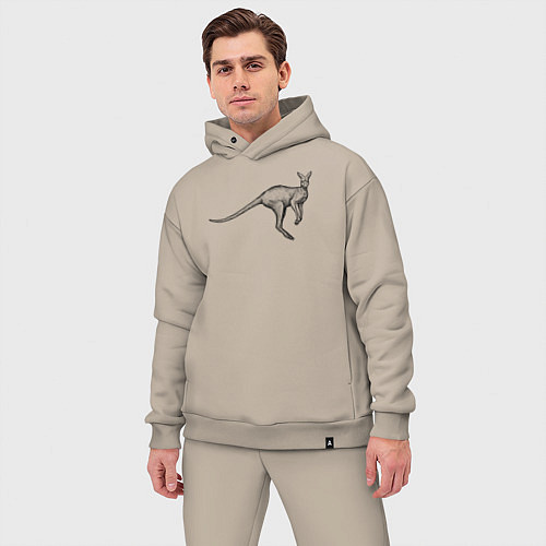 Мужской костюм оверсайз Кенгуру в прыжке / Миндальный – фото 3