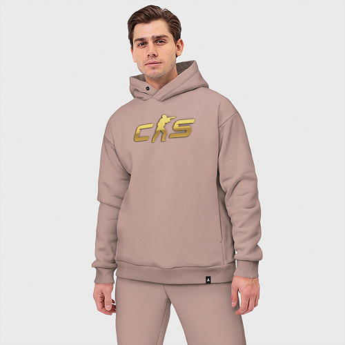 Мужской костюм оверсайз CS 2 gold logo / Пыльно-розовый – фото 3