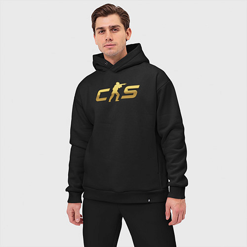 Мужской костюм оверсайз CS 2 gold logo / Черный – фото 3
