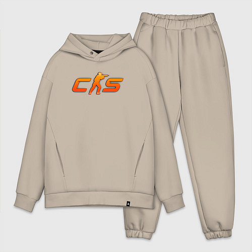 Мужской костюм оверсайз CS 2 orange logo / Миндальный – фото 1
