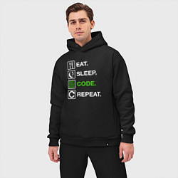 Мужской костюм оверсайз Eat Sleep Code Repeat, цвет: черный — фото 2