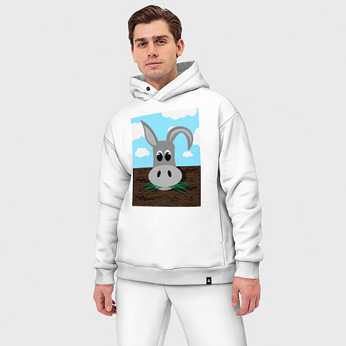 Мужской костюм оверсайз Cartoon ослик Иа / Белый – фото 3