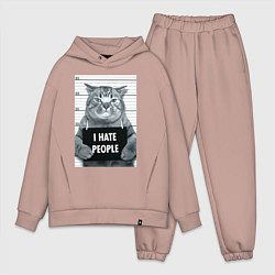 Мужской костюм оверсайз Кот преступник уголовник с табличкой