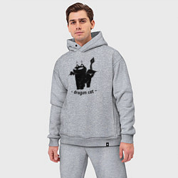 Мужской костюм оверсайз Black dragon cat, цвет: меланж — фото 2