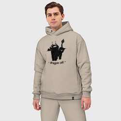 Мужской костюм оверсайз Black dragon cat, цвет: миндальный — фото 2