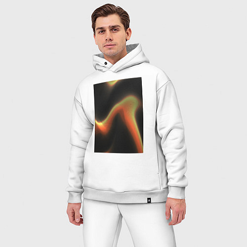 Мужской костюм оверсайз Абтрактный геометрический 3д с волнами / Белый – фото 3