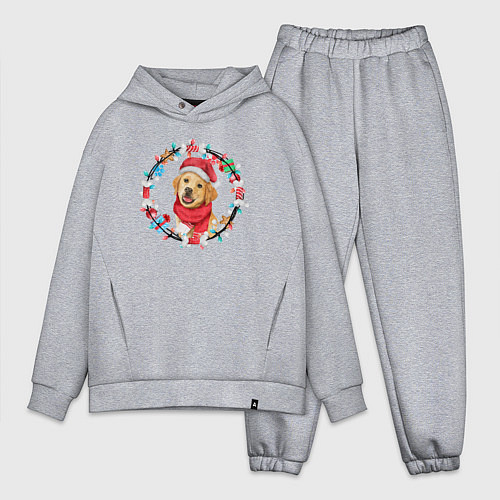 Мужской костюм оверсайз Собачка в новогодних игрушках / Меланж – фото 1