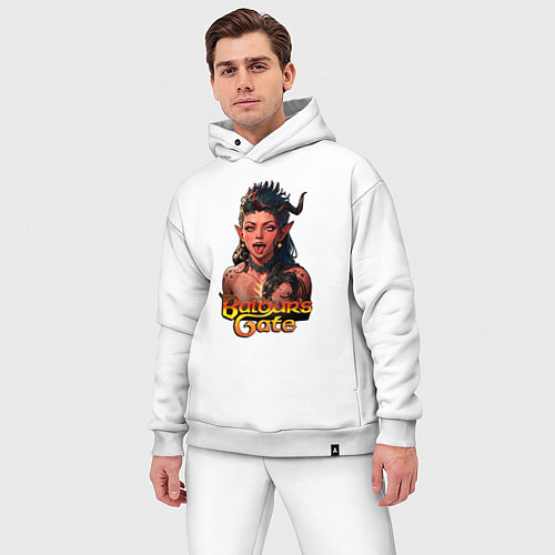 Мужской костюм оверсайз Karlah - Baldurs gate - ahegao / Белый – фото 3