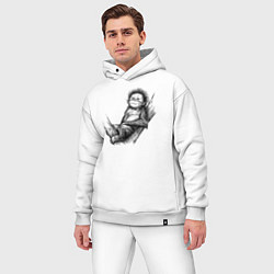 Мужской костюм оверсайз Гиббон малыш на дереве, цвет: белый — фото 2