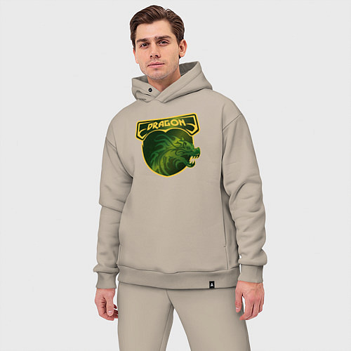 Мужской костюм оверсайз Знак дракон / Миндальный – фото 3