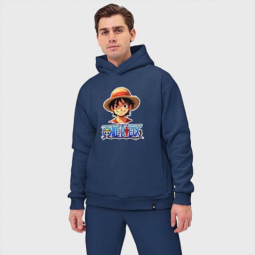 Мужской костюм оверсайз Монки д Луффи one piece / Тёмно-синий – фото 3