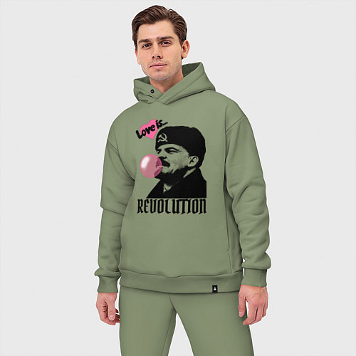 Мужской костюм оверсайз Ленин любовь и революция / Авокадо – фото 3