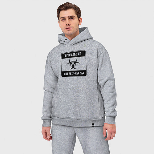 Мужской костюм оверсайз Funny free hugs / Меланж – фото 3