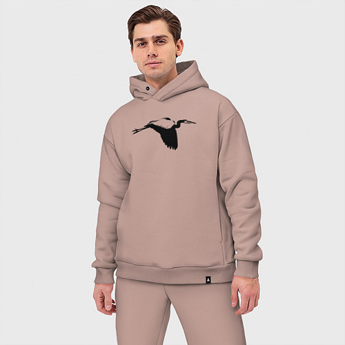 Мужской костюм оверсайз Аист трафарет / Пыльно-розовый – фото 3